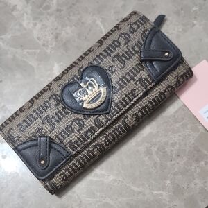 Juicy Couture Black and Brown Logo Wallet